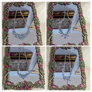 Crystal Statement Necklace - Silver with Blue Accents 4 In Total!